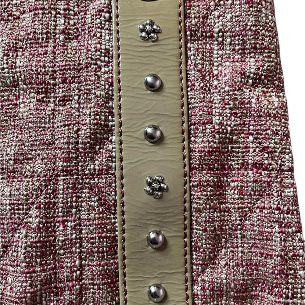 Brighton Tweed Pink and Cream Shoulder Bag with Floral Accent NWOT - Picture 6 of 7